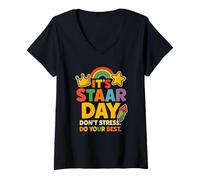 Mujer Camiseta Día STAAR No Te Estreses Da Lo Mejor Profesor Camiseta Cuello V