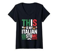 Mujer Camiseta Divertida con la Bandera de Italia This Is My Italian Costume Camiseta Cuello V