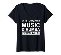 Mujer Camiseta Divertida con música y Rumba Bailando Camiseta Cuello V