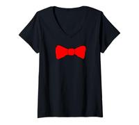Mujer Camiseta Divertida con Pajarita roja Camiseta Cuello V