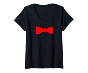 Mujer Camiseta Divertida con Pajarita roja Camiseta Cuello V