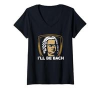 Mujer Camiseta Divertida con Texto en inglés I'Ll Be Bach Camiseta Cuello V