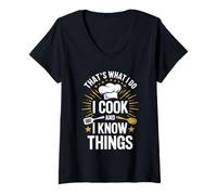 Mujer Camiseta Divertida con Texto en inglés That's What I Do I Cook and I Know Things Camiseta Cuello V