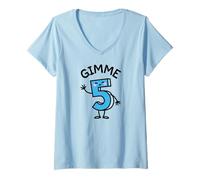 Mujer Camiseta Divertida de cumpleaños Gimme 5 Give me Five Free High Fives Camiseta Cuello V