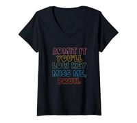 Mujer Camiseta divertida de fin de año Admit It You'll Low Key Miss Me Bruh Camiseta Cuello V