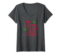 Mujer Camiseta Divertida de Navidad con Texto en inglés Don't Get Your Tinsel In A Tangle Camiseta Cuello V
