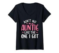 Mujer Camiseta Divertida de tía Ain't No Auntie Like The One I Got para Sobrina Camiseta Cuello V