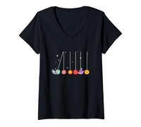 Mujer Camiseta Divertida Física Astronomía Planetas Péndulo Newton Camiseta Cuello V