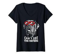 Mujer Camiseta Divertida para Amantes de los Perros Cane Corso Can't See The Haters Camiseta Cuello V
