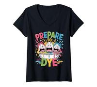 Mujer Camiseta Divertida para Cazar Huevos y teñir Huevos de Pascua para niños de Prepare To Dye Camiseta Cuello V