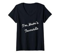 Mujer Camiseta Divertida sarcástica con Texto en inglés I'm Mum's Favourite Camiseta Cuello V