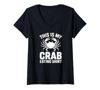 Mujer Camiseta Divertida This Is My Crab Eating Camiseta Cuello V