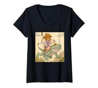 Mujer Camiseta Dreamy Anime Girl and Frog - Caprichosa Kawaii Frogcore Camiseta Cuello V
