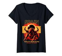 Mujer Camiseta Eclipse Solar España 2026 Total Eclipse Bull Camiseta Cuello V