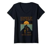 Mujer Camiseta Ecos de los Derechos Civiles Retro Selma 1965 Marzo Alabama Camiseta Cuello V