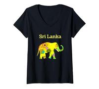 Mujer Camiseta Elefante de Sri Lanka Camiseta Cuello V