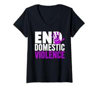 Mujer Camiseta End Domestic Violence - Conciencia sobre la Violencia Doméstica Camiseta Cuello V