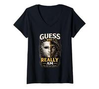 Mujer Camiseta estética Oscura Vintage con diseño de máscara Guess Who I Really Am Camiseta Cuello V