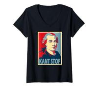 Mujer Camiseta Estilo póster Kant Stop Pop Art Camiseta Cuello V
