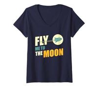 Mujer Camiseta Fly Me To The Moon Gran Regalo Camiseta Cuello V