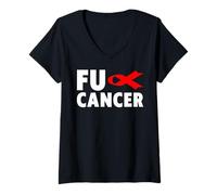 Mujer Camiseta FU Cancer - Concientización sobre el cáncer de Sangre FU Camiseta Cuello V