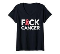 Mujer Camiseta Fuck Cancer - Fuck Breast Cancer Awareness Camiseta Cuello V