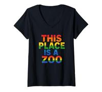 Mujer Camiseta Funny This Place Is A Zoo Humor Camiseta Cuello V