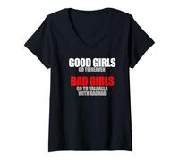 Mujer Camiseta Good Girls Go To Heaven Bad Girls Go To Valhalla Camiseta Cuello V