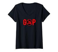 Mujer Camiseta GOP Hammer and Sickle Rusia Colusión Complicit Camiseta Cuello V