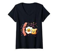 Mujer Camiseta gráfica Breakfast Dance Party - Bacon, huevo y tostadas Camiseta Cuello V