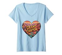Mujer Camiseta Grand Canyon Heart - Vista panorámica del Parque Nacional de Arizona Camiseta Cuello V