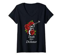 Mujer Camiseta Gun & Rose, Death Before Dishonor Camiseta Cuello V