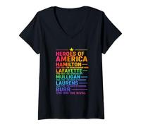 Mujer Camiseta Hamilton Revolution Legends Colorblast de Heroes of America Camiseta Cuello V