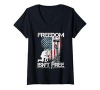 Mujer Camiseta Happy Memorial Day Freedom Isn'T Free 4th of July Camiseta Cuello V