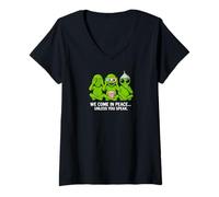 Mujer Camiseta Humor Alien - We Come In Peace Design Camiseta Cuello V