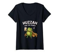 Mujer Camiseta Huzzah For The Pearls Boba Frog Coffee Gen Z Fantasy Camiseta Cuello V
