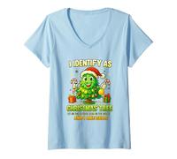 Mujer Camiseta I Identify As A Christmas Tree Lit On The Outside Camiseta Cuello V