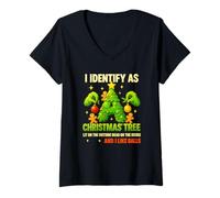 Mujer Camiseta I Identify As A Christmas Tree Lit On The Outside Camiseta Cuello V