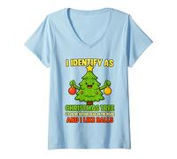 Mujer Camiseta I Identify As A Christmas Tree Lit On The Outside Camiseta Cuello V