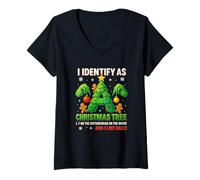 Mujer Camiseta I Identify As A Christmas Tree Lit On The Outside Camiseta Cuello V