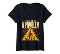 Mujer Camiseta I Identify As A Problem Camiseta Cuello V