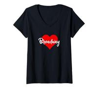 Mujer Camiseta "I Love Broadway" para amantes de los musicales, regalo para mujeres Camiseta Cuello V