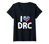 Mujer Camiseta I Love DRC del orgullo congoleño Camiseta Cuello V