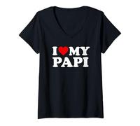Mujer Camiseta I Love My Papi: niño pequeño, niña, Juventud, bebé Camiseta Cuello V