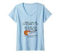 Mujer Camiseta I Might Look Like I'm Listening To You Camiseta Cuello V