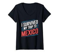 Mujer Camiseta I Survived My Trip To Mexico Ciudad Simple México Camiseta Cuello V