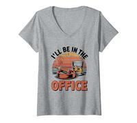 Mujer Camiseta I'Ll Be in The Office Cigar - Bourbon Whiskey Dad Camiseta Cuello V