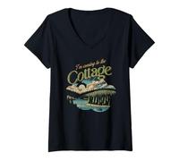 Mujer Camiseta I'm Coming to The Cottage - Scenic Canoe Lake Graphic Camiseta Cuello V