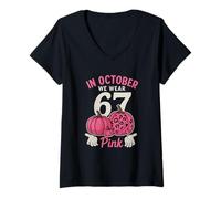 Mujer Camiseta In October We Wear Pink 6 7 Meme Halloween Camiseta Cuello V