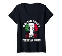 Mujer Camiseta Italiana cultivada con raíces peruanas Perú Italia Heritage Camiseta Cuello V